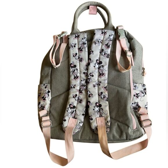Disney Baby Minnie Mouse Multi-Pocket Diaper Bag Backpack- Grey and Pink - Picture 4 of 13
